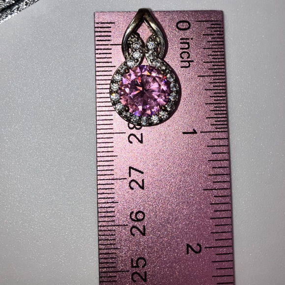 Pink Faux Tourmaline Crystal Rhinestones 7/8 Inch Pendant! - Picture 7 of 7